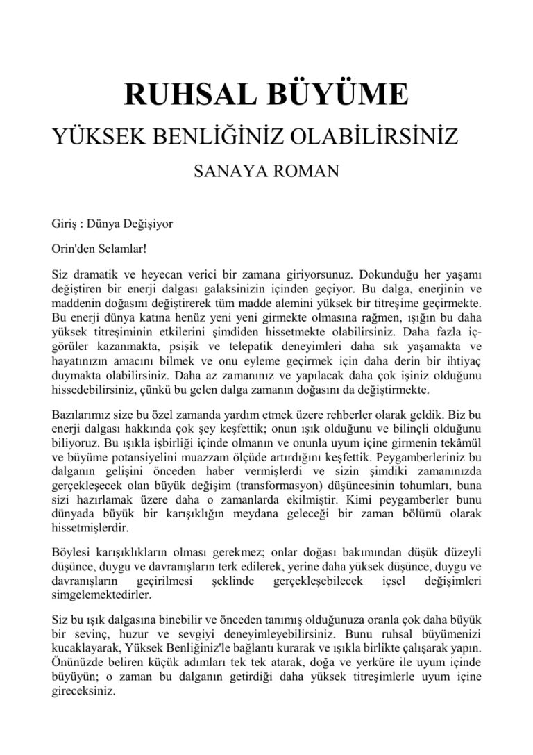 Ruhsal Büyüme PDF - Sanaya Roman (Muhtemel) 1 Ruhsal Büyüme Düzenlenmiş pdf Kitap Kapağı