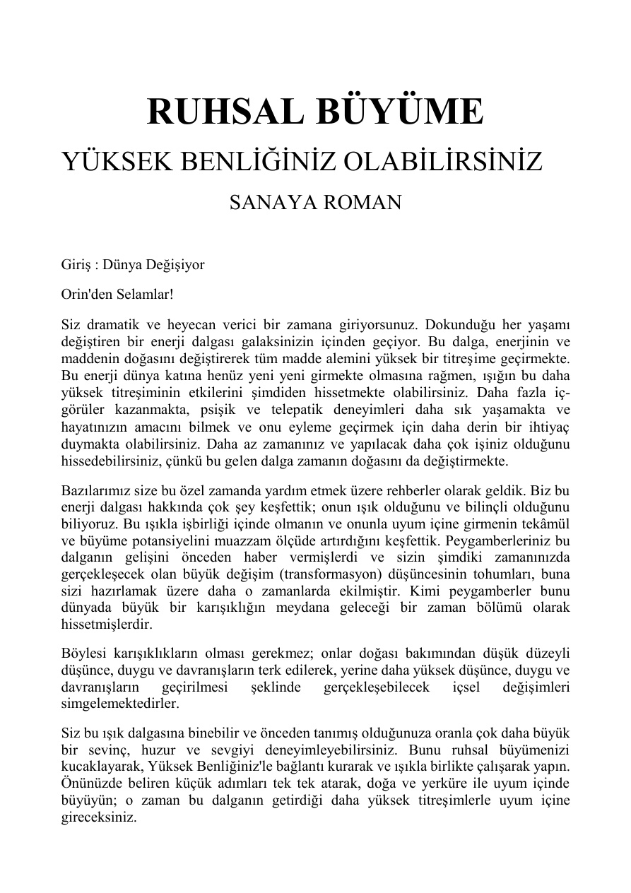 Ruhsal Büyüme PDF – Sanaya Roman (Muhtemel)
