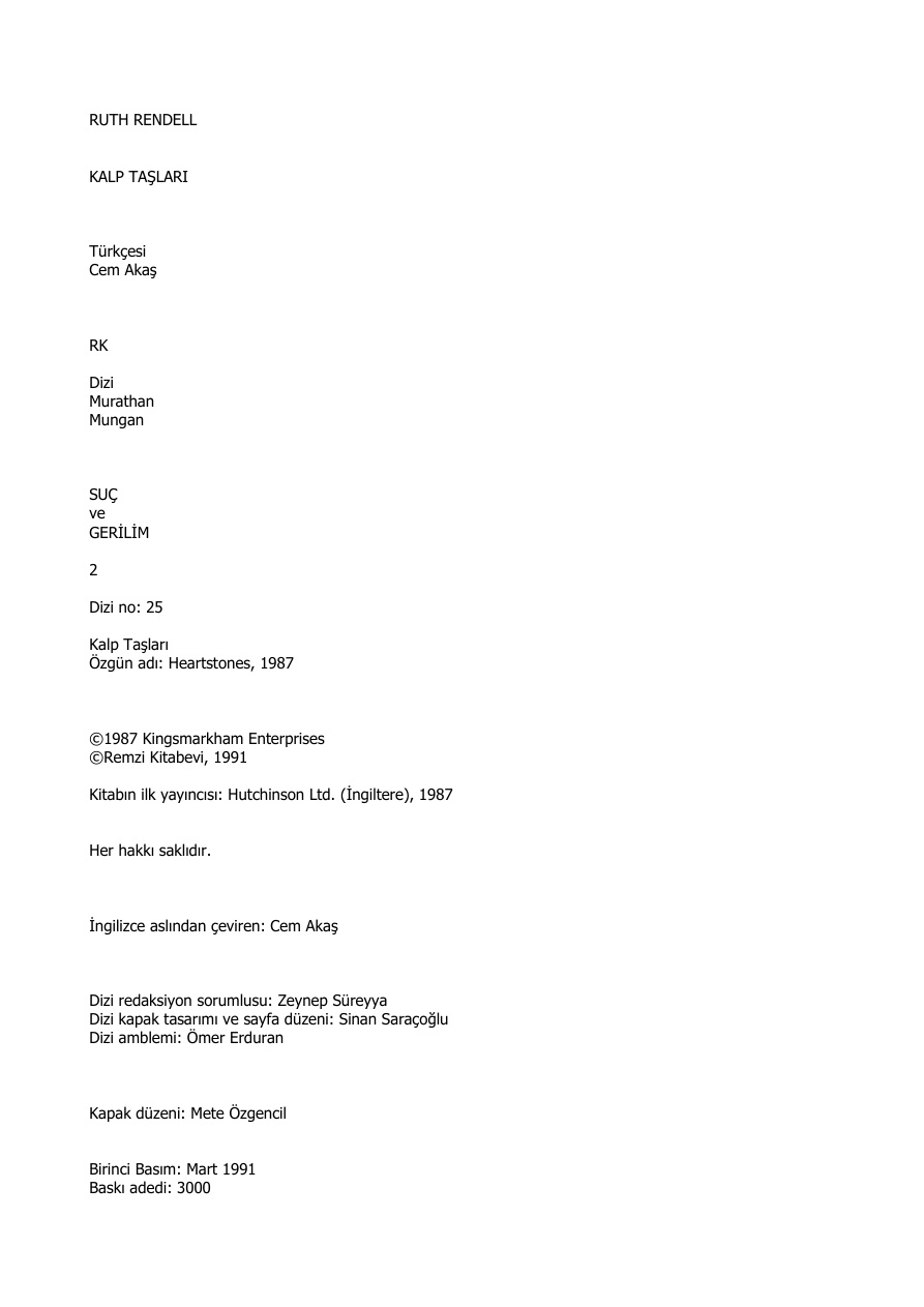 Kalp Taşları PDF – Ruth Rendell
