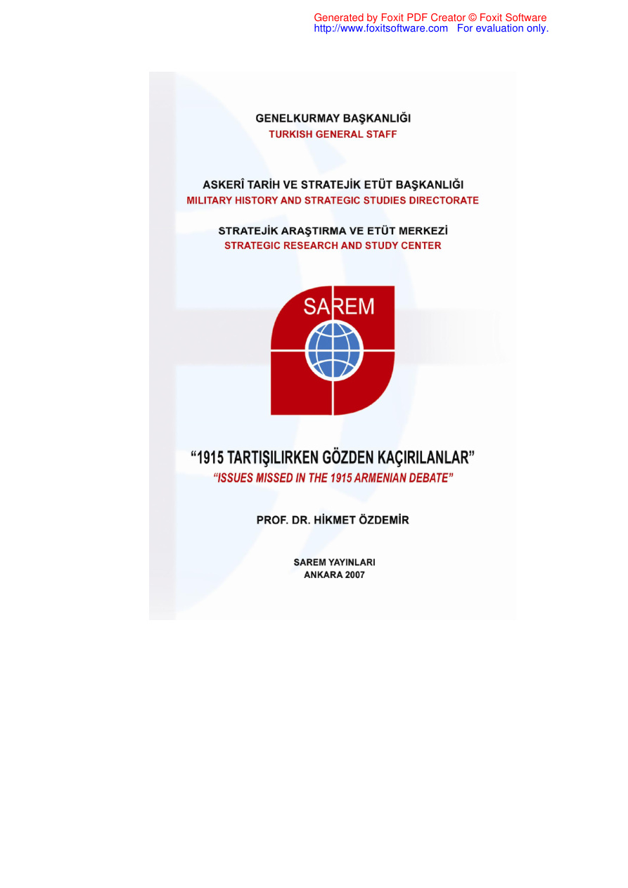 1915 Tartışılırken Gözden Kaçırılanlar PDF – SAREM