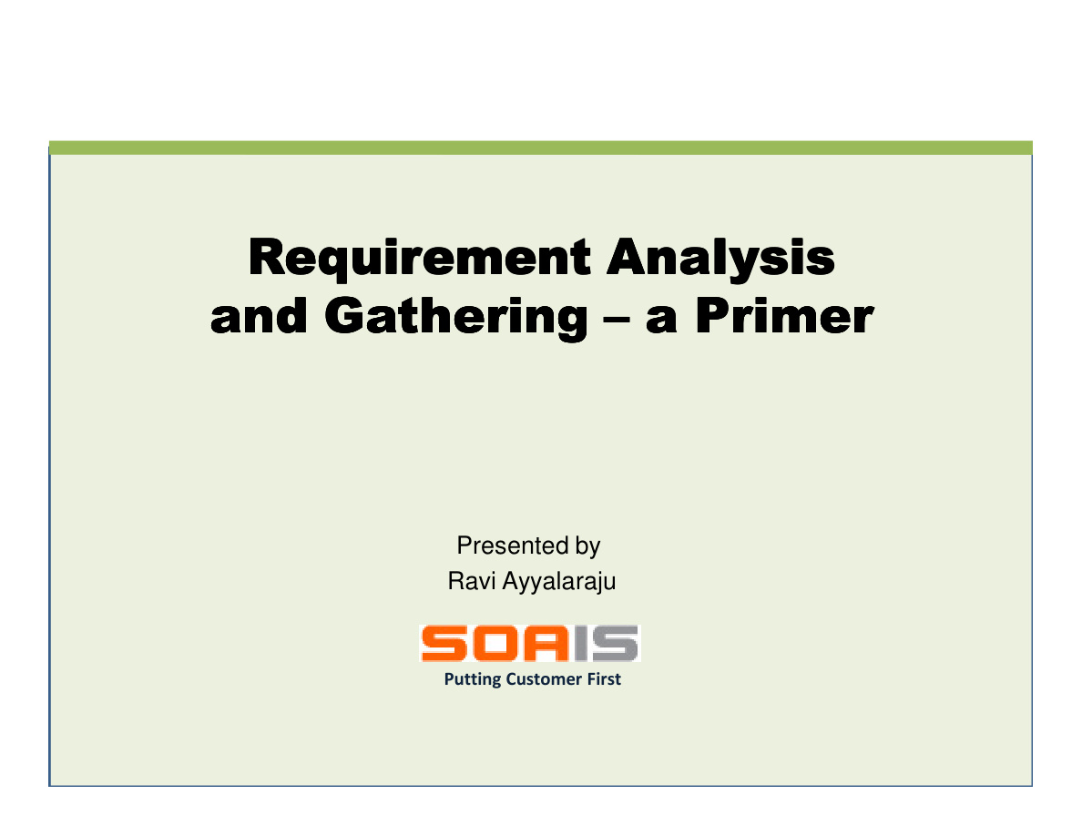 SOAIS Requirement and Analysis Webinar PDF – Unknown
