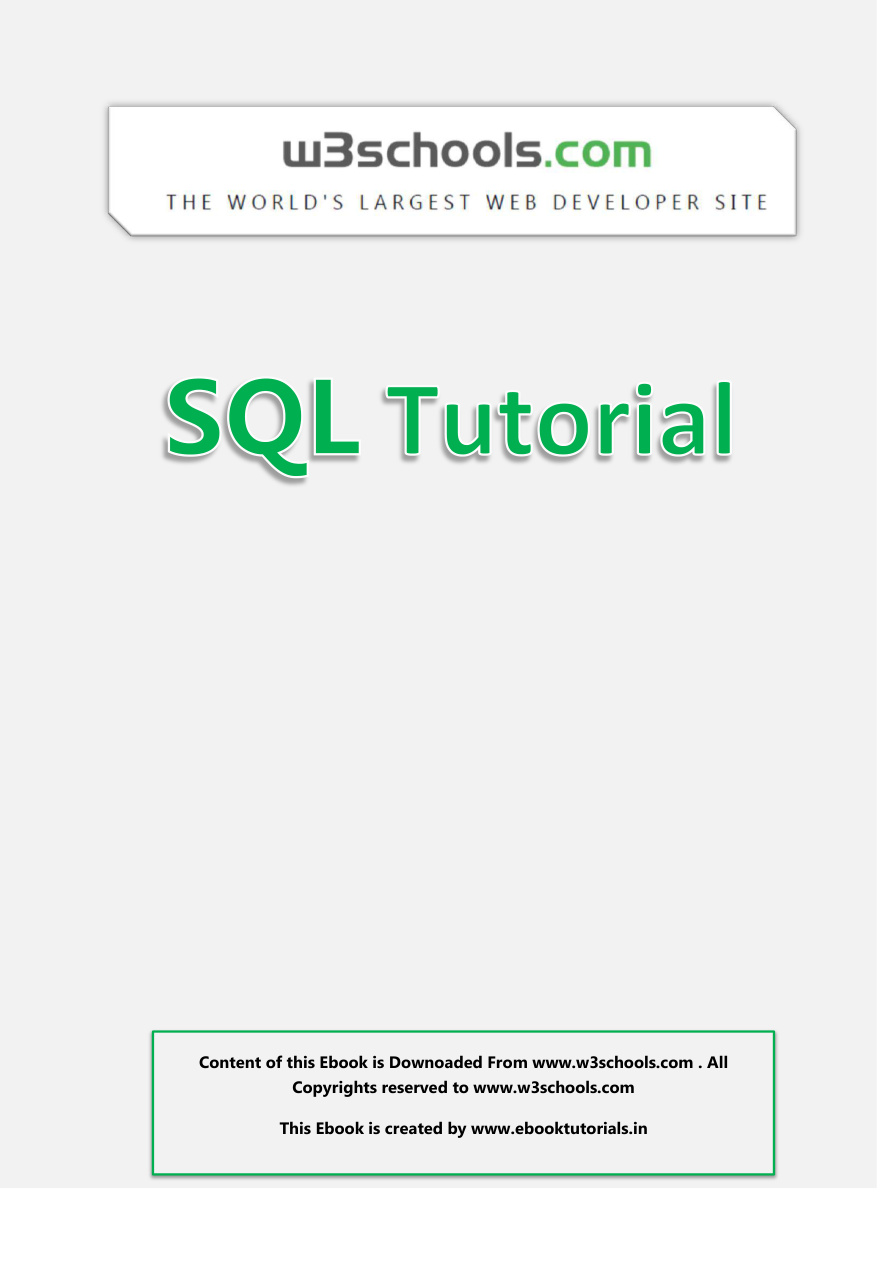 SQL W3Schools Guide PDF – Unknown