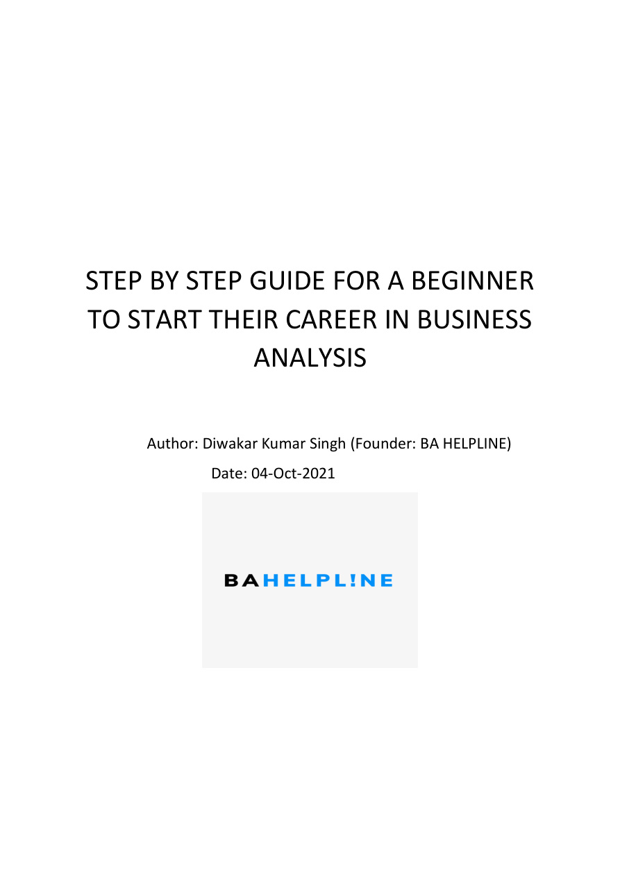 Step by Step Guide to a Career in BA PDF – Unknown