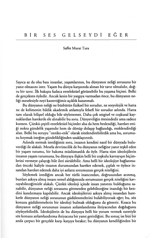 Bir Ses Gelseydi Eğer PDF – Saffet Murat Tura