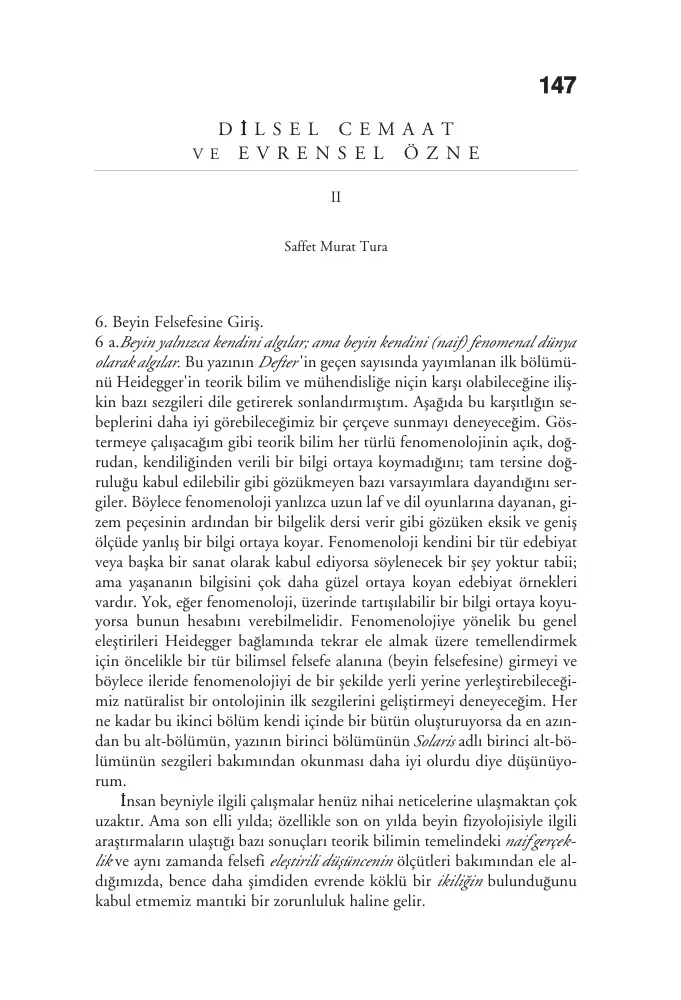 Dilsel Cemaat ve Evrensel Özne II PDF – Saffet Murat Tura
