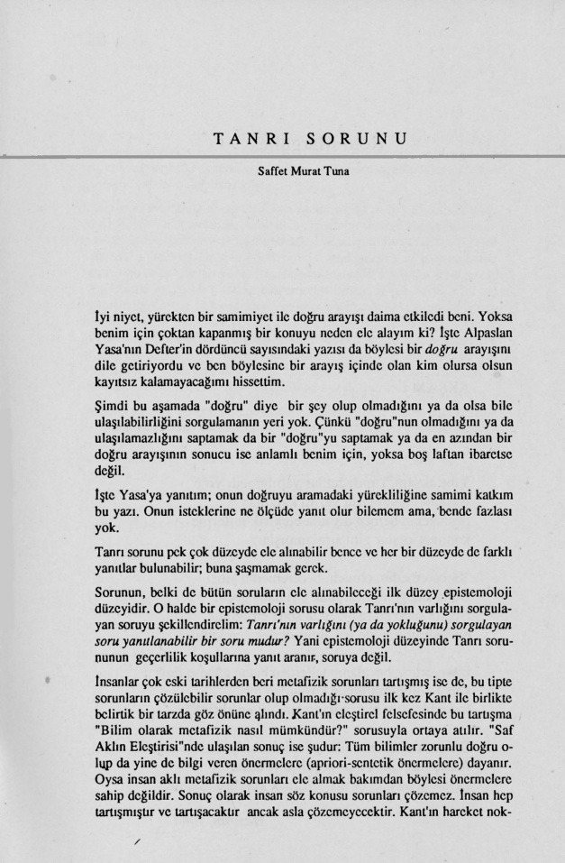 Tanrı Sorunu PDF – Saffet Murat Tura