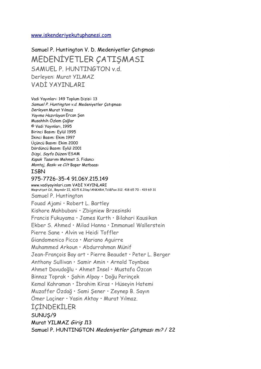 Medeniyetler Çatışması PDF – Samuel Huntington