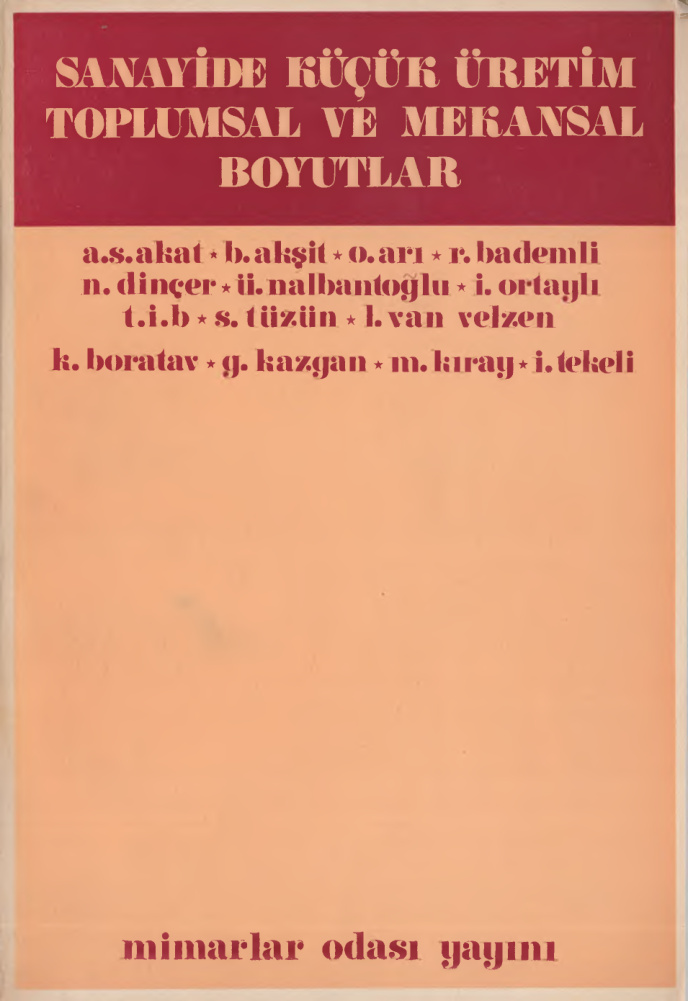 Sanayide Küçük Üretim Toplumsal ve Mekansal Boyutlar PDF – Kolektif / Mimarlar Odası
