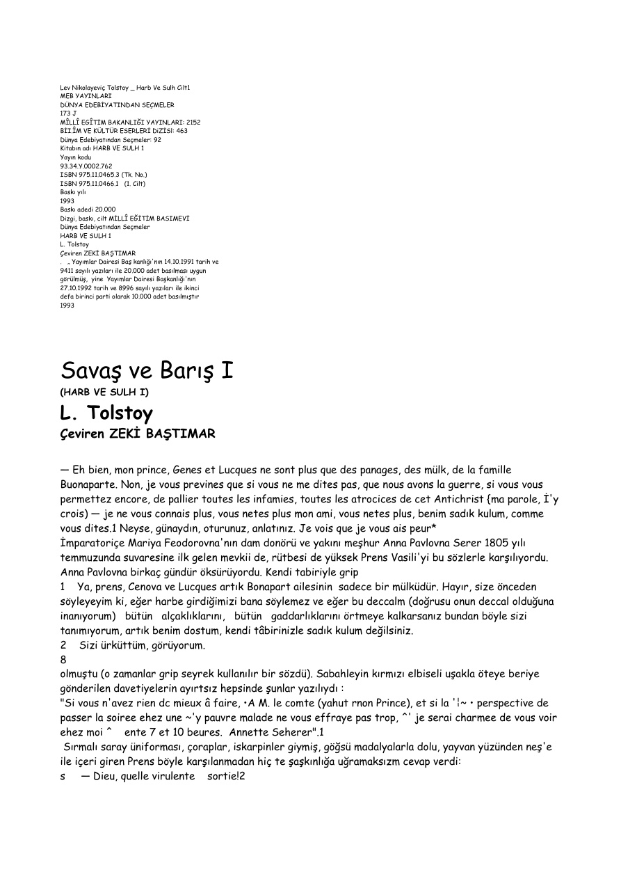 Savaş ve Barış PDF – Lev Tolstoy