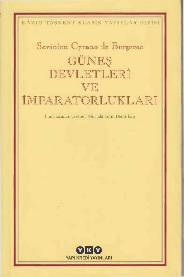 Savinien Cyrano de Bergerac Güneş Devletleri ve İmparatorlukları YKY Kitap Kapağı