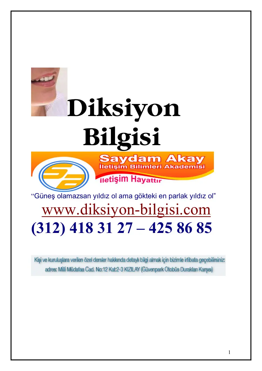 Diksiyon Bilgisi PDF – Saydam Akay