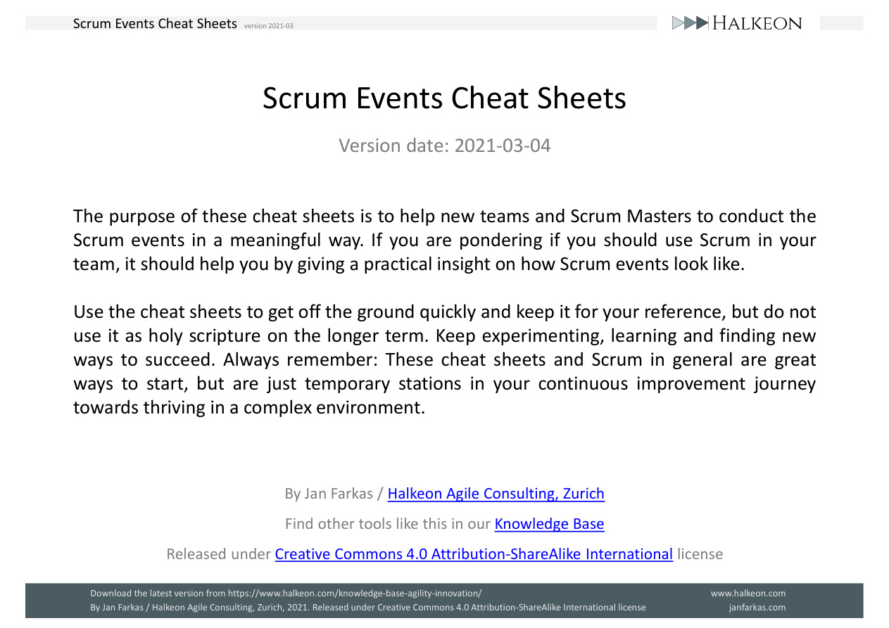 Scrum Events Cheat Sheets PDF – Unknown