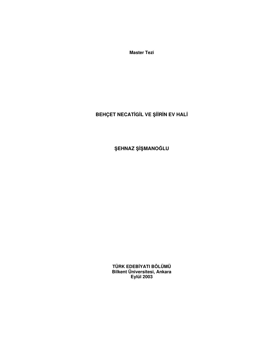 Behçet Necatigil ve Şiirin Ev Hali PDF – Şehnaz Şişmanoğlu