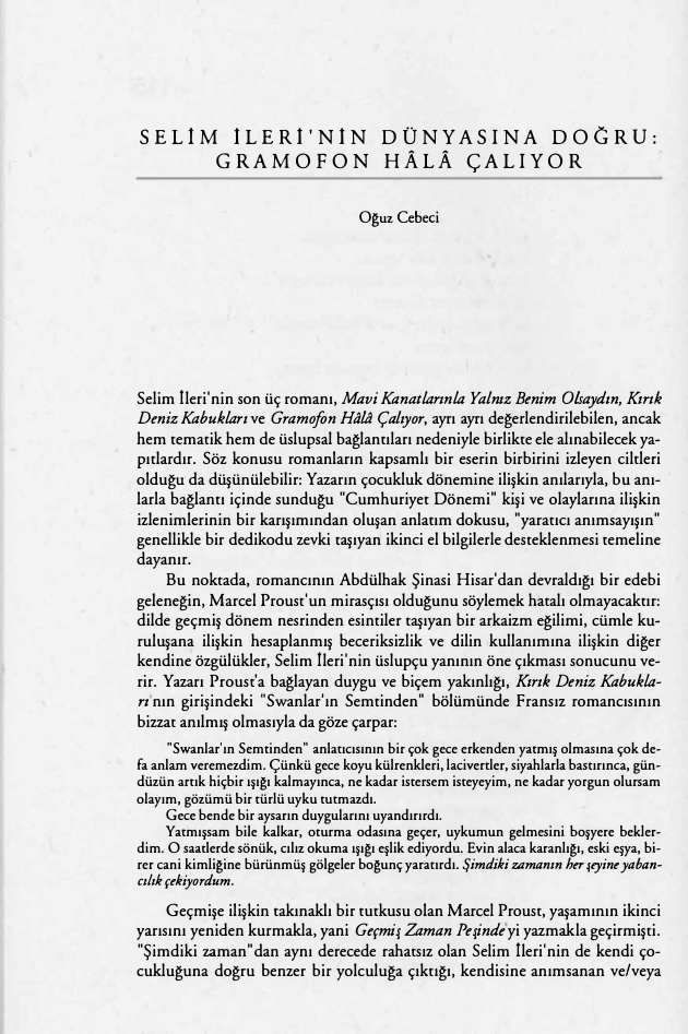Selim Ileri’nin Dünyasina Dogru PDF – Oğuz Cebeci