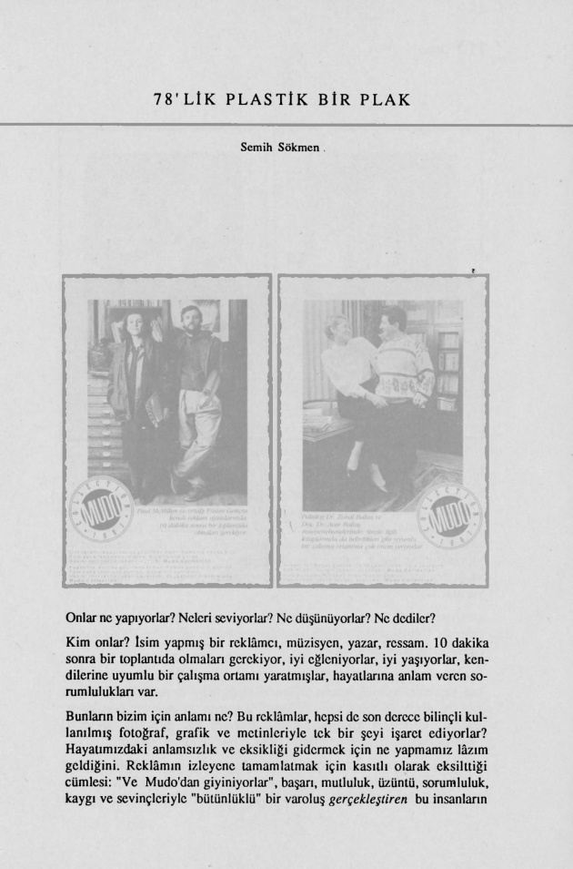 78’lik Plastik Bir Plak PDF – Semih Sökmen
