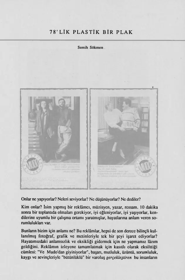 78’lik Plastik Bir Plak PDF – Semih Sökmen