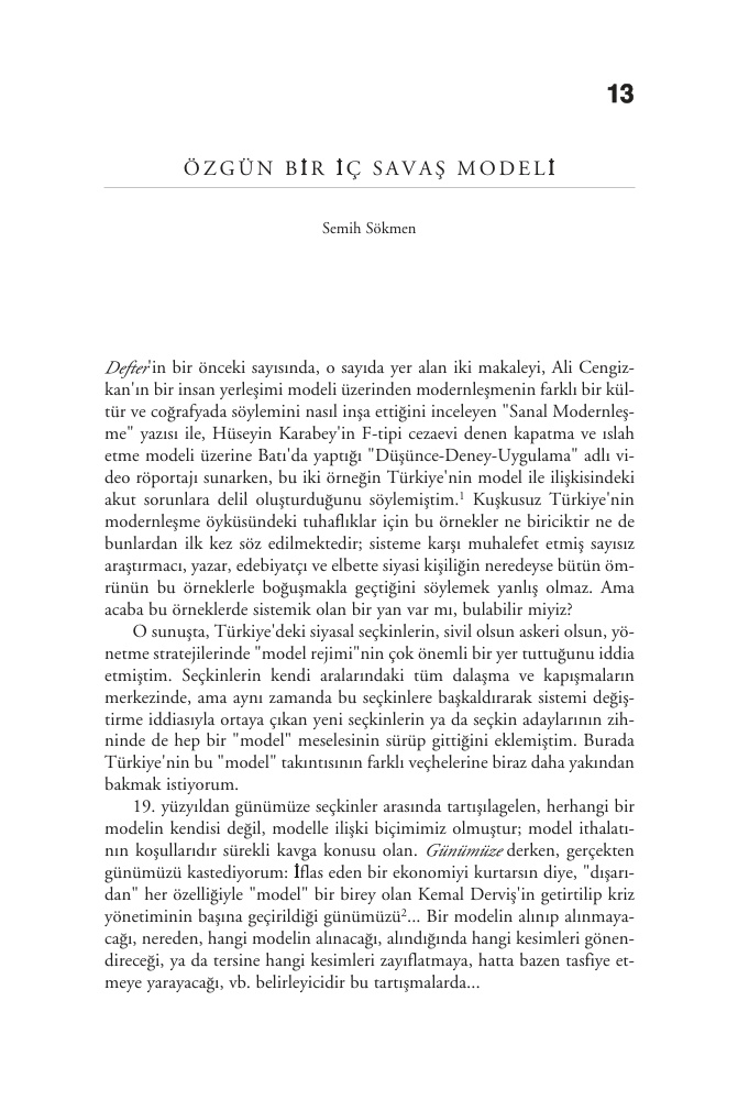 Özgün Bir Savaş Modeli PDF – Semih Sökmen