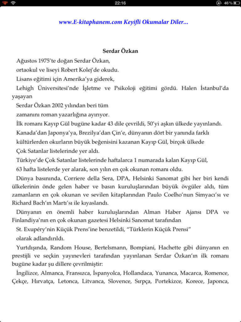 Kayıp Gül PDF - Serdar Özkan 1 Serdar Özkan Kayıp Gül Kitap Kapağı