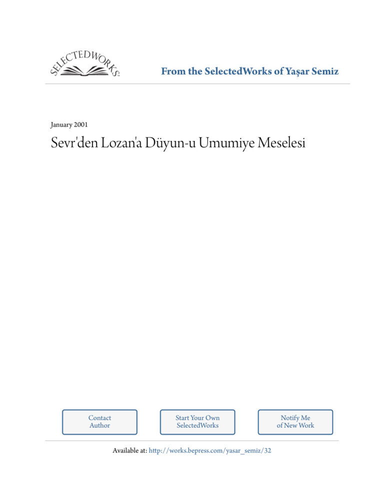 Sevrden Lozana Duyunu Umumiye Meselesi Kitap Kapağı