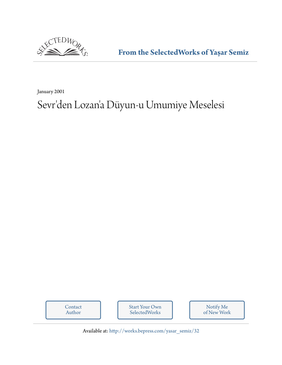 Sevrden Lozana Duyunu Umumiye Meselesi PDF – Kolektif / Ekonomi Tarihi