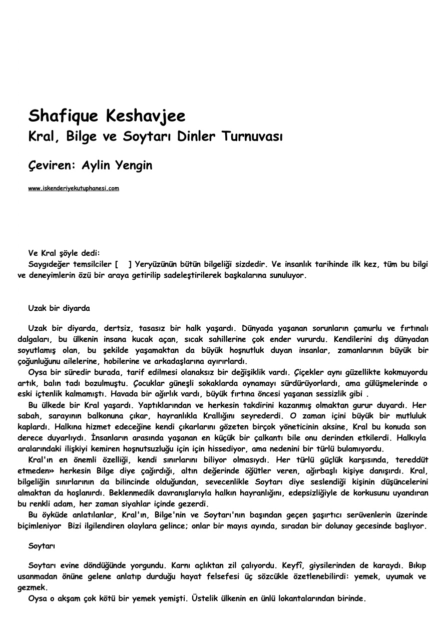 Kral Bilge Ve Soytarı PDF – Shafique Keshavjee