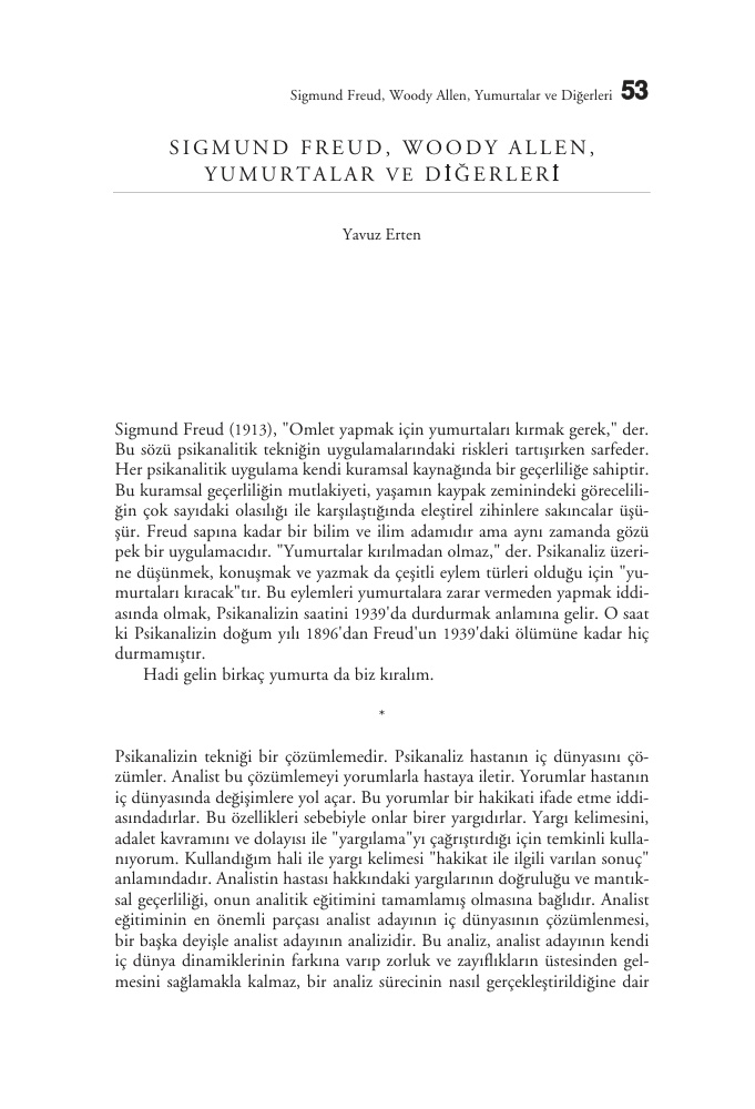 Sigmund Freud, Woody Allen, Yumurtalar ve Diğerleri PDF – Kolektif / Eleştiri