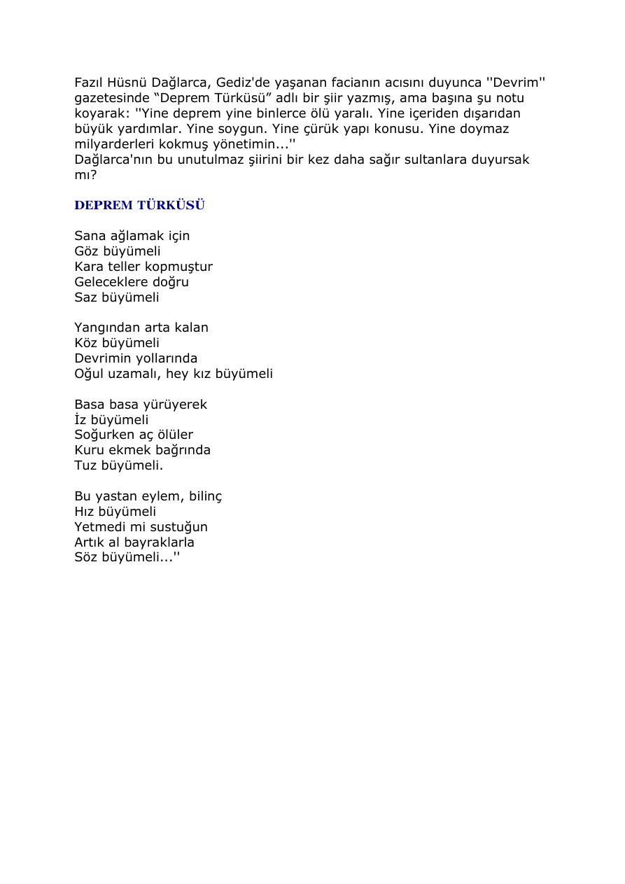 Fazıl Hüsnü Dağlarca Şiir Kitabı PDF – Fazıl Hüsnü Dağlarca