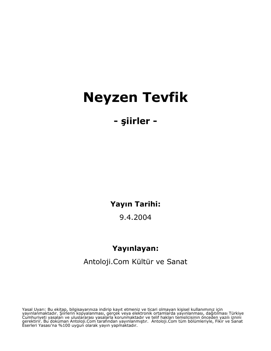 Neyzen Tevfik Şiir Kitabı PDF – Neyzen Tevfik