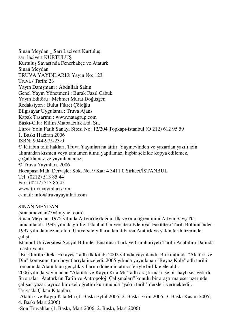 Sarı Lacivert Kurtuluş PDF – Sinan Meydan