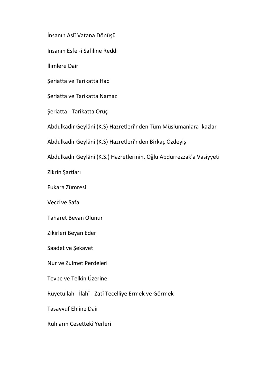 Sırrul Esrar PDF – Abdülkadir Geylani
