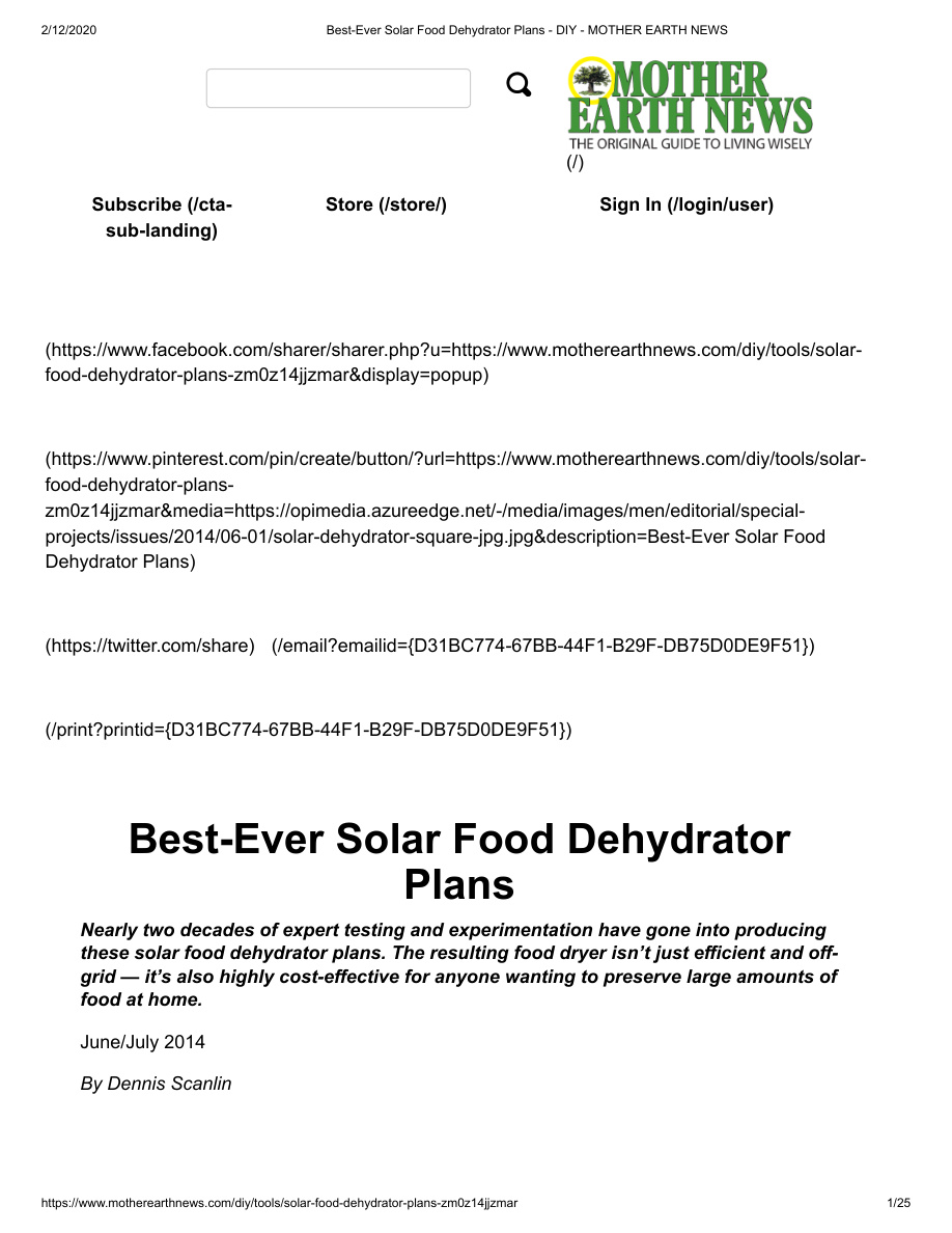 Solar Food Dehydrator Plans PDF – Mother Earth News