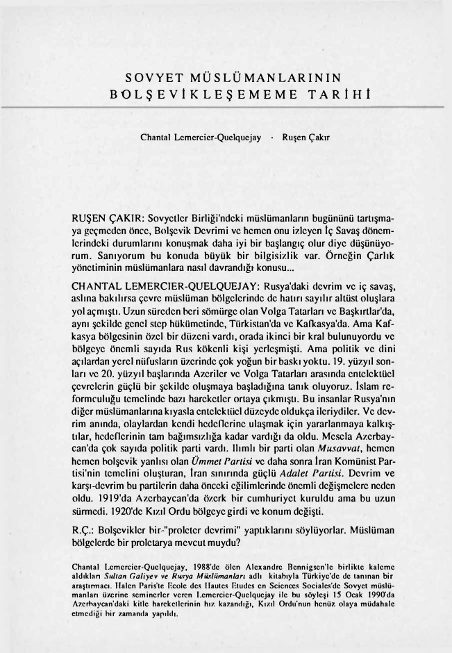 Sovyet Müslümanlarinin Bolseviklesme Tarihi PDF – Chantal Lemercier-Quelquejay (Haz. Ruşen Çakır)