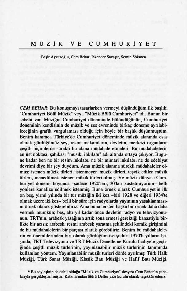 Söylesi Müzik ve Cumhuriyet PDF – Beşir Ayvazoğlu, Cem Behar, İskender Savaşır, Semih Sökmen