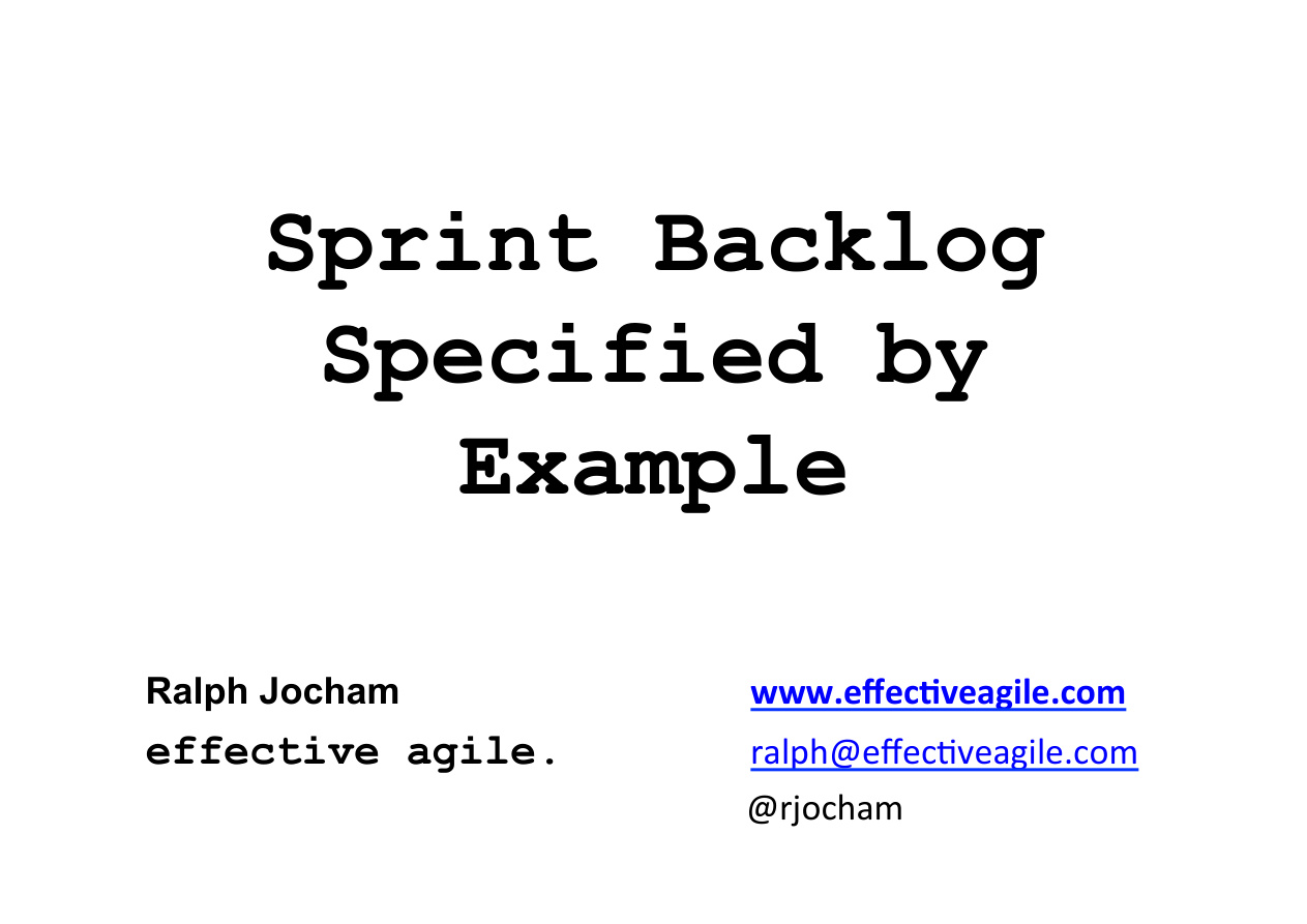 Sprint Backlog: Specified by Example PDF – Unknown