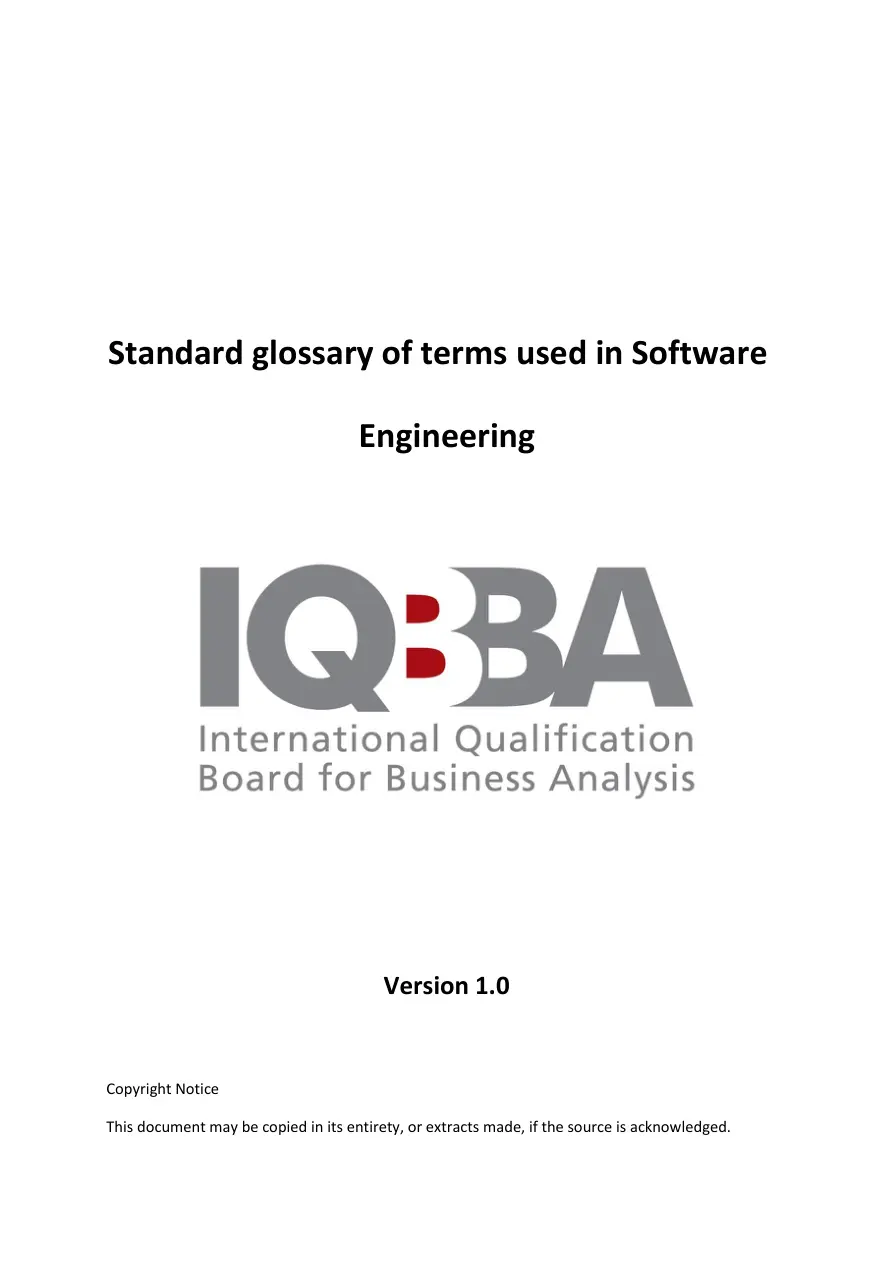 Standard Glossary of Software Engineering Terms PDF – Unknown