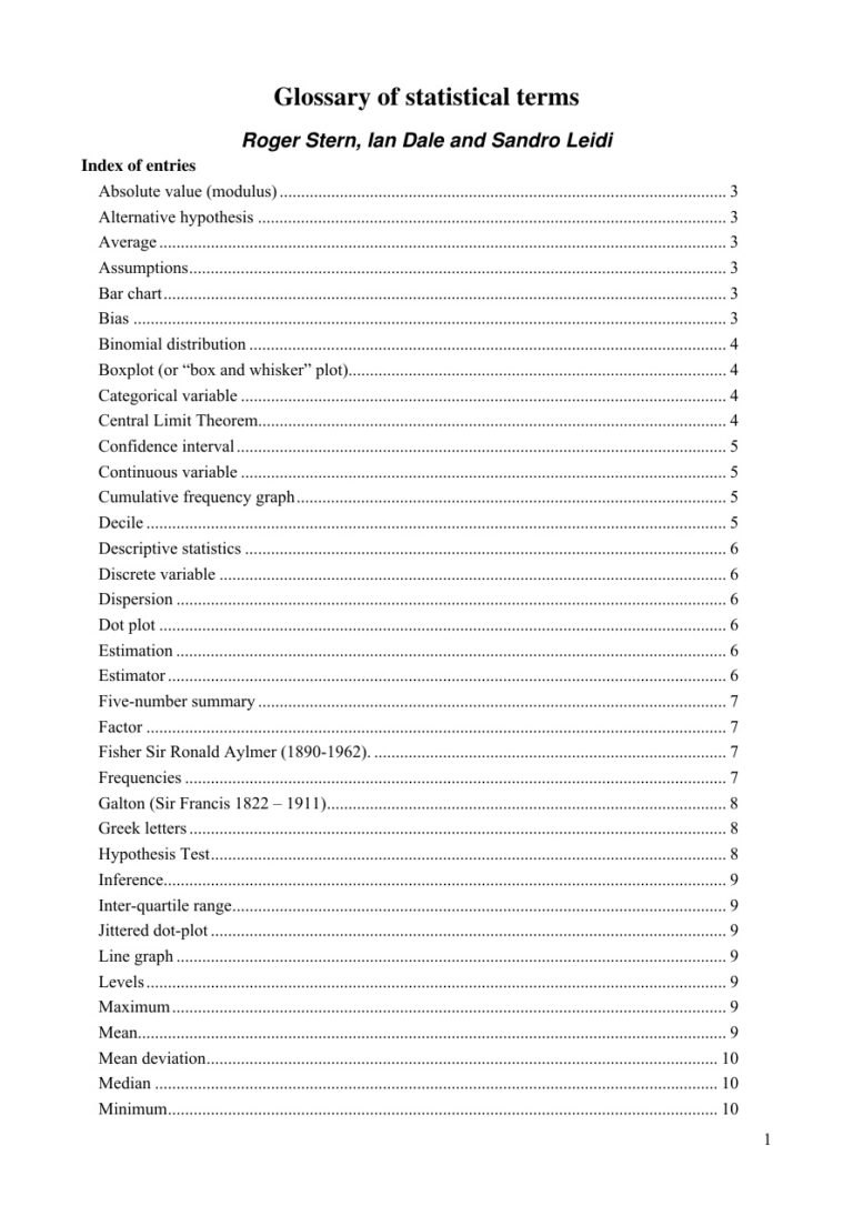 Statistical Glossary Kitap Kapağı