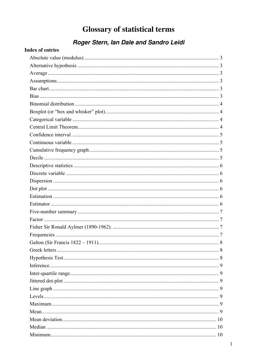 Statistical Glossary PDF – Unknown