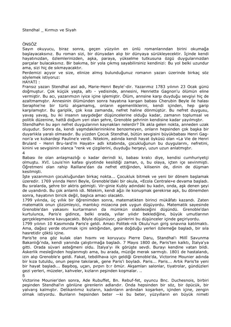 Stendhal Kirmizi Ve Siyah Kitap Kapağı