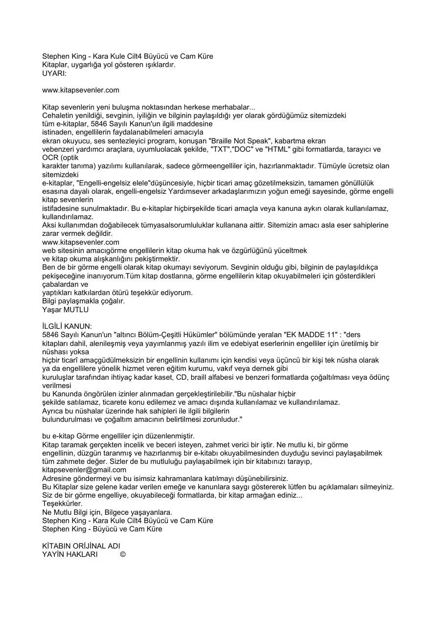Kara Kule 4 Buyucu Ve Cam Kure PDF – Stephen King