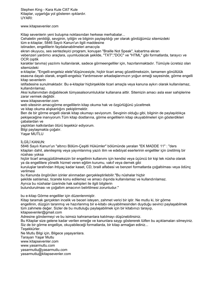 Kara Kule 7 Kule PDF – Stephen King