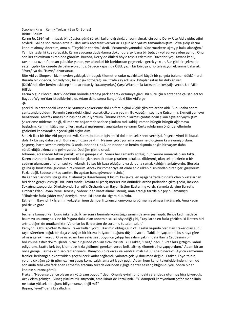Kemik Torbası PDF – Stephen King