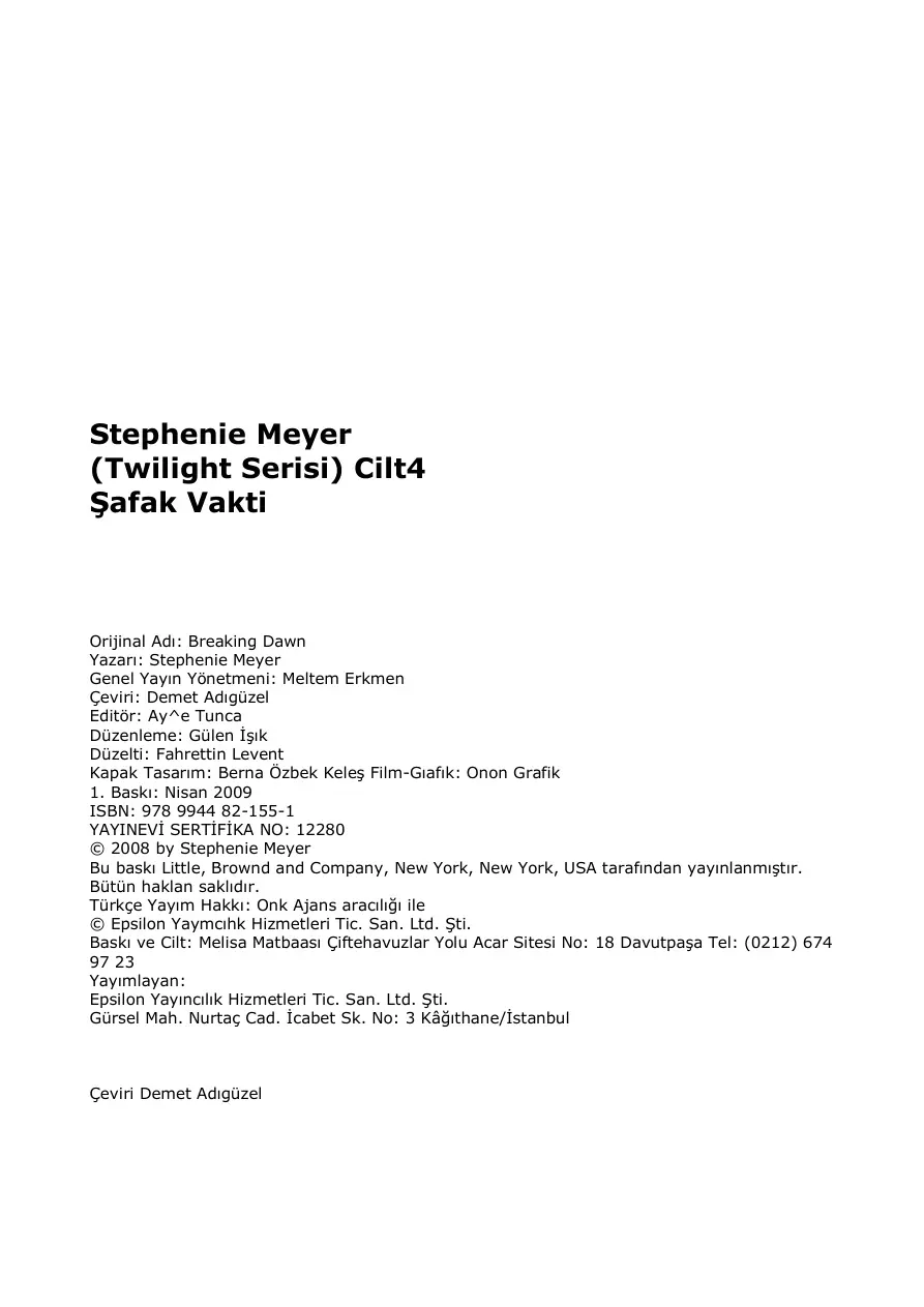 4 Şafak Vakti PDF – Stephenie Meyer