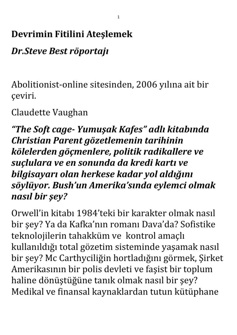 Steve Best Devrimin Fitilini Ateşlemek Kitap Kapağı