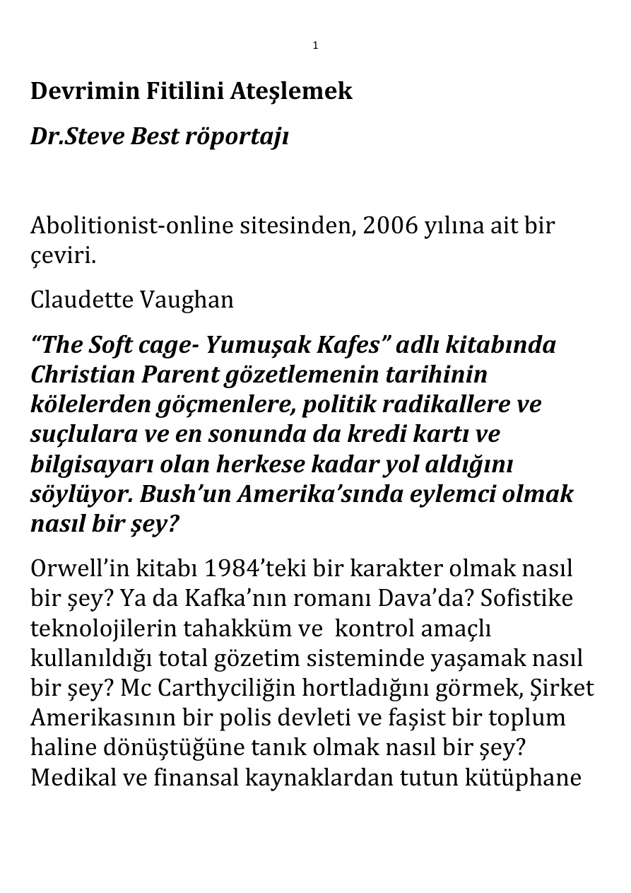 Devrimin Fitilini Ateşlemek PDF – Steve Best