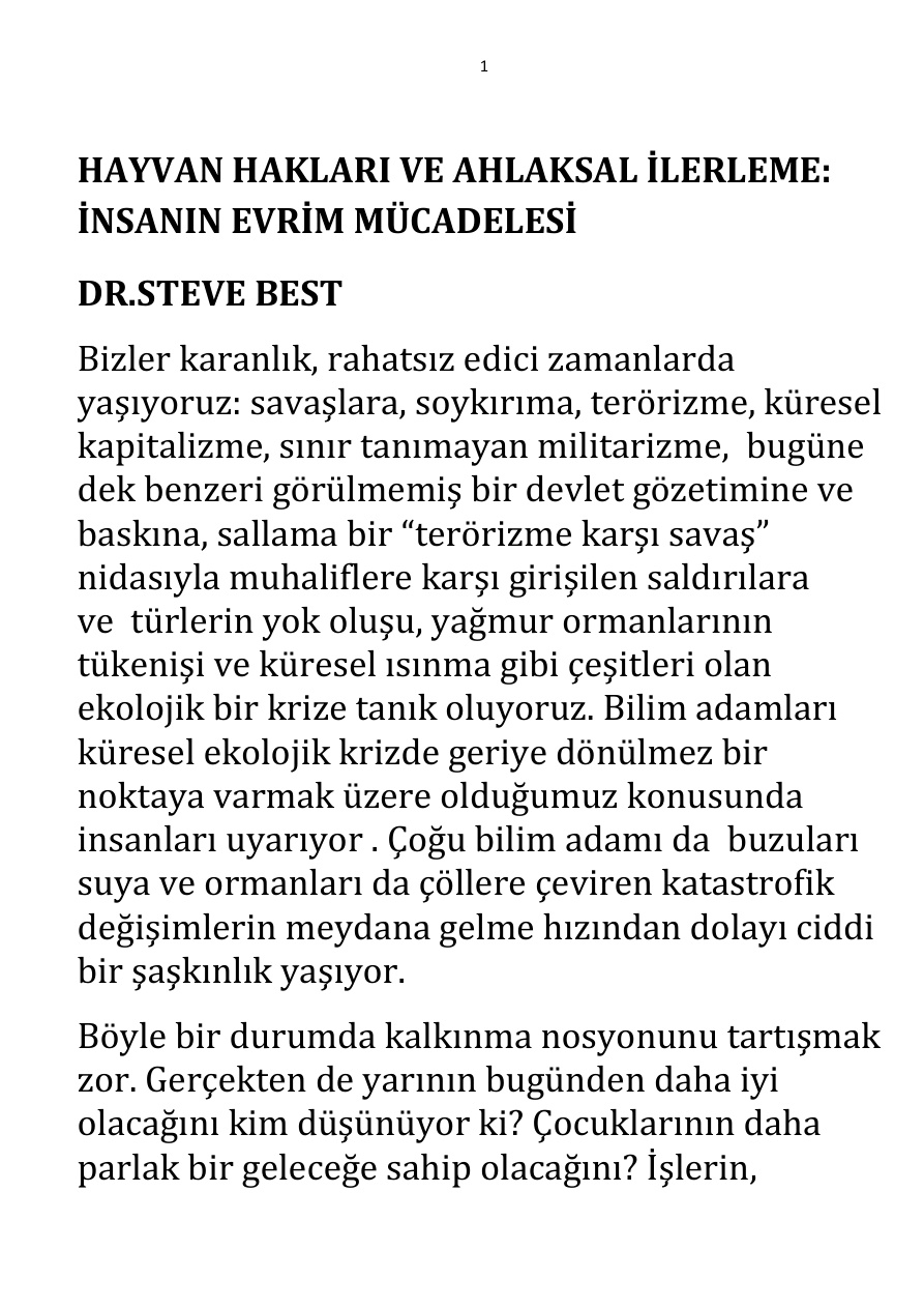 Hayvan Hakları ve Ahlaksal İlerleme; İnsanın Evrim Mücadelesi PDF – Steve Best