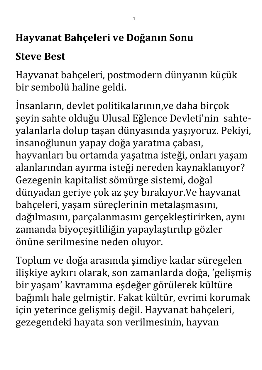 Hayvanat Bahçeleri ve Doğanın Sonu PDF – Steve Best