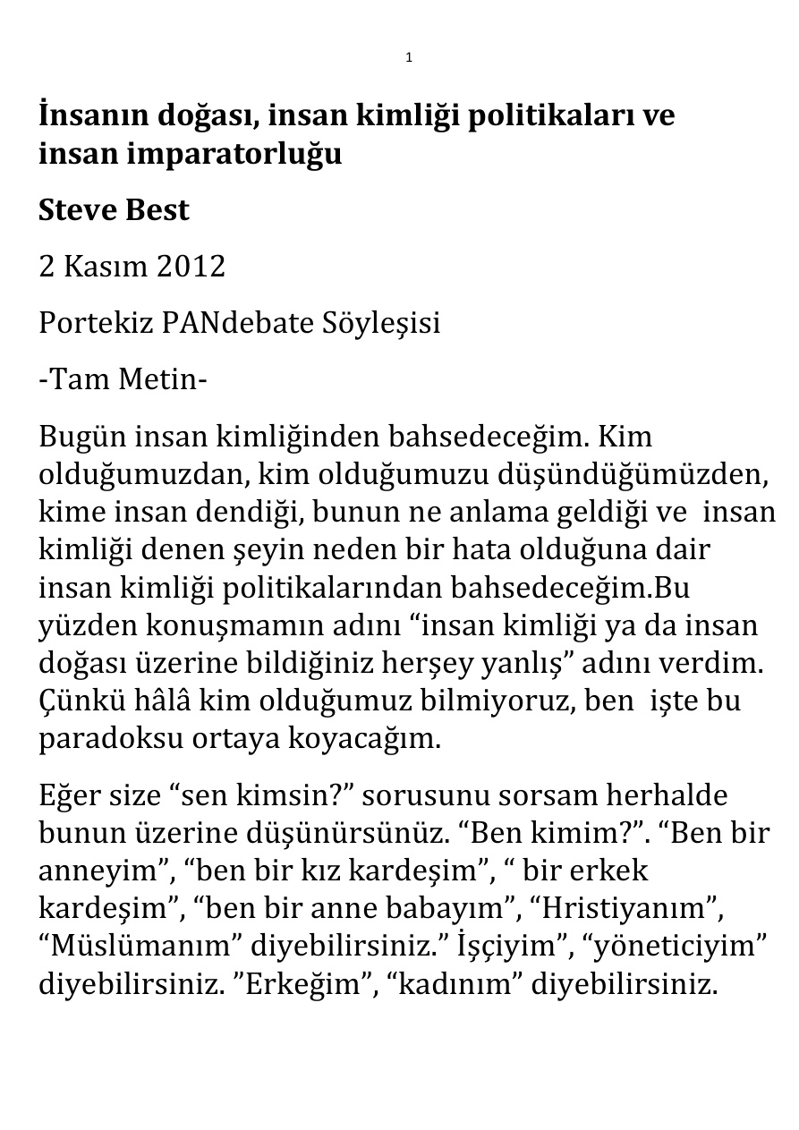 İnsanın doğası, insan kimliği politikaları ve insan imparatorluğu PDF – Steve Best