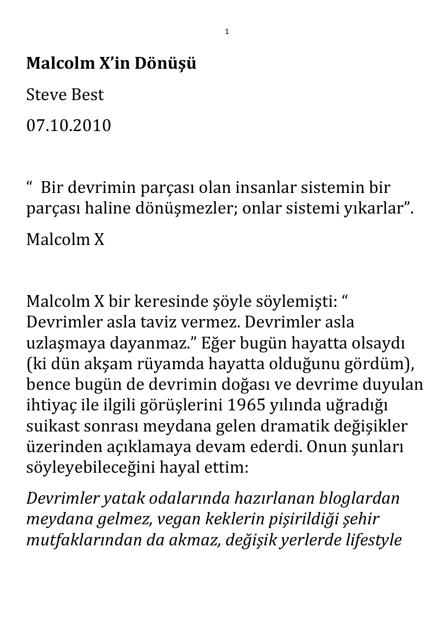 Malcolm X’in Dönüşü PDF – Steve Best