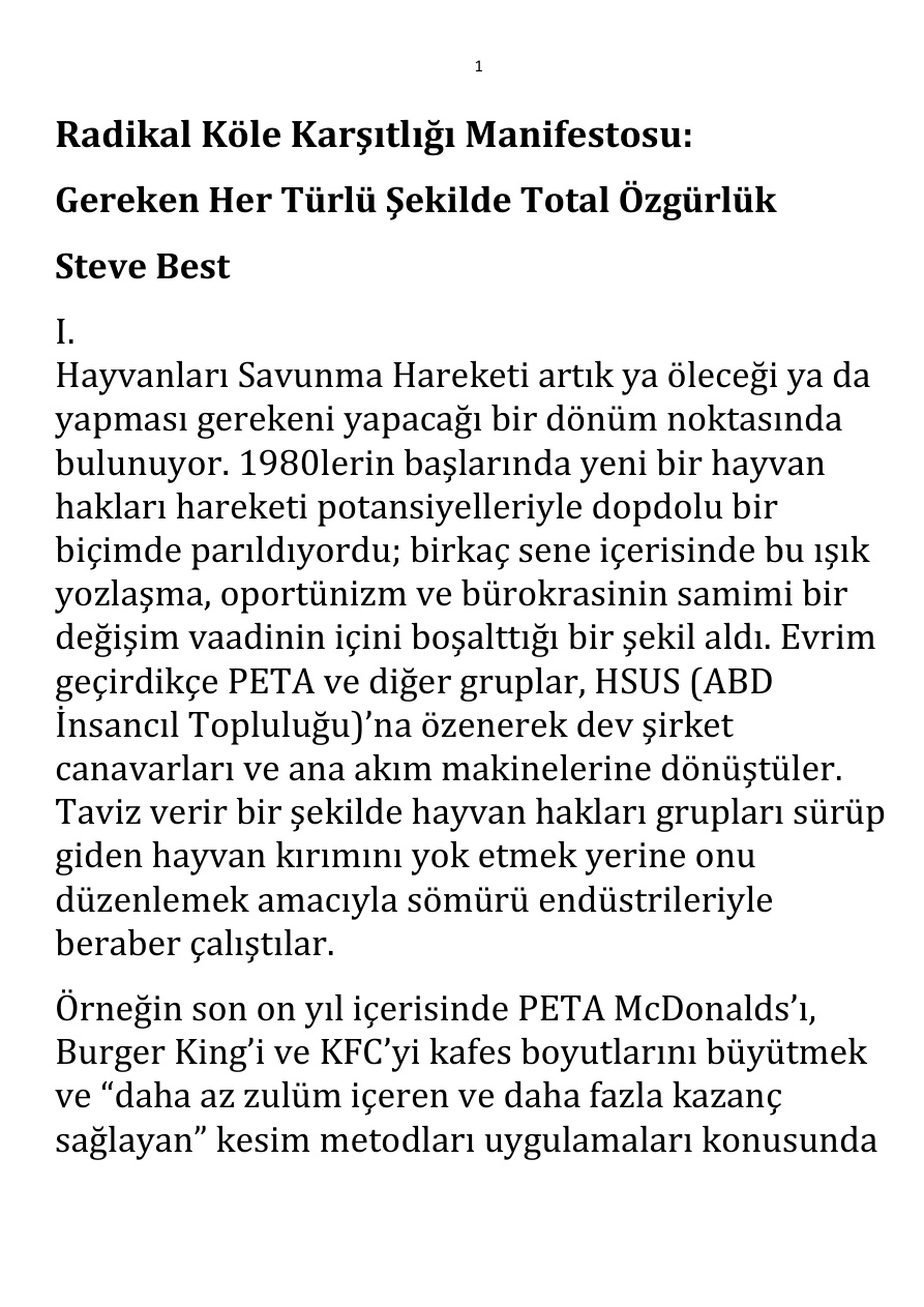 Radikal Köle Karşıtlığı Manifestosu PDF – Steve Best