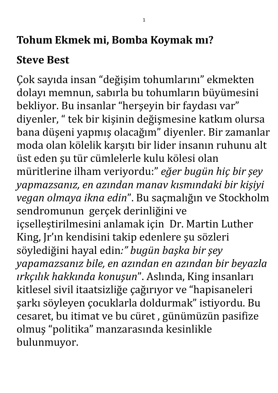 Tohum Ekmek mi, Bomba Koymak mı PDF – Steve Best